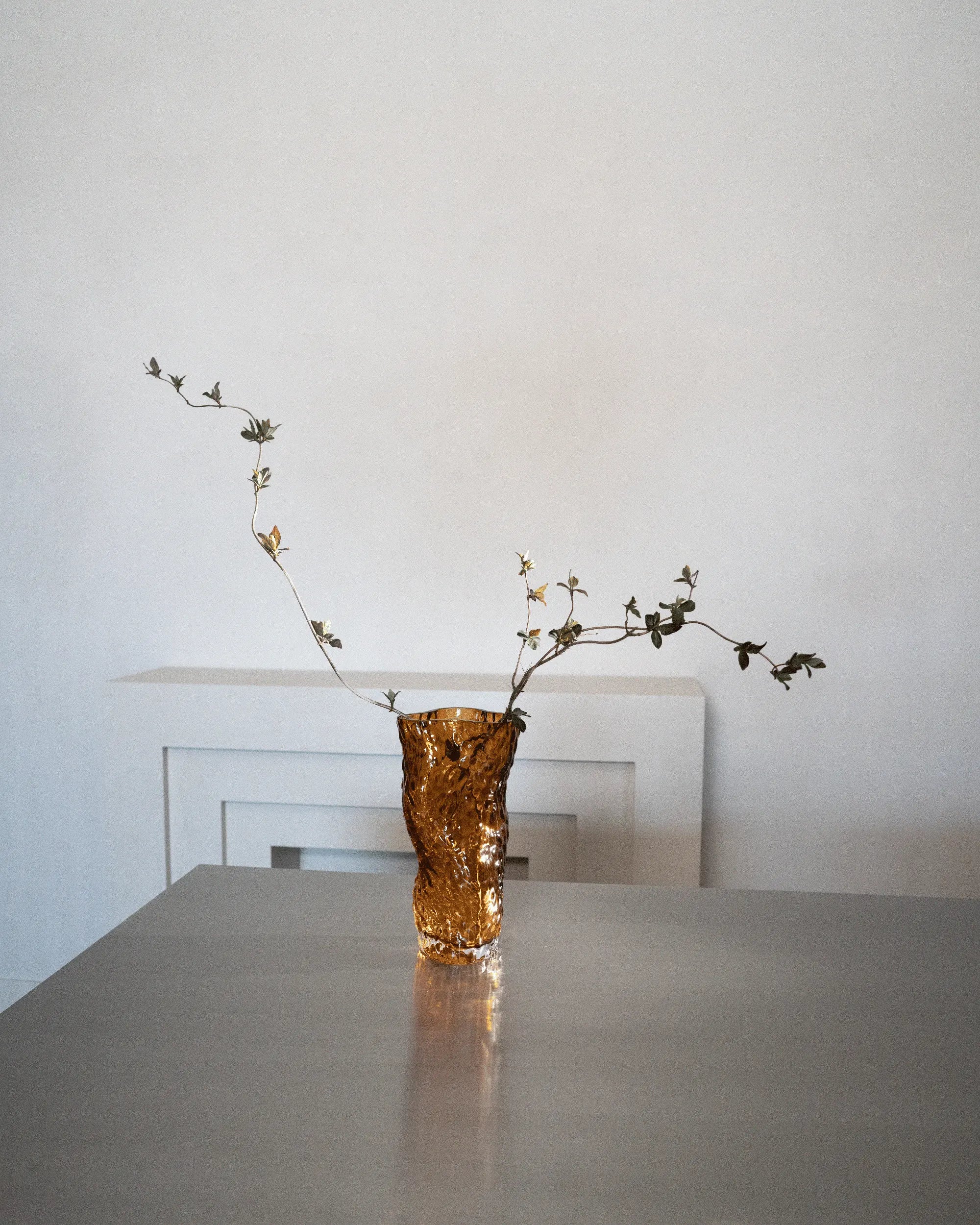 Ostrea Rock Glass Vase - Amber-4