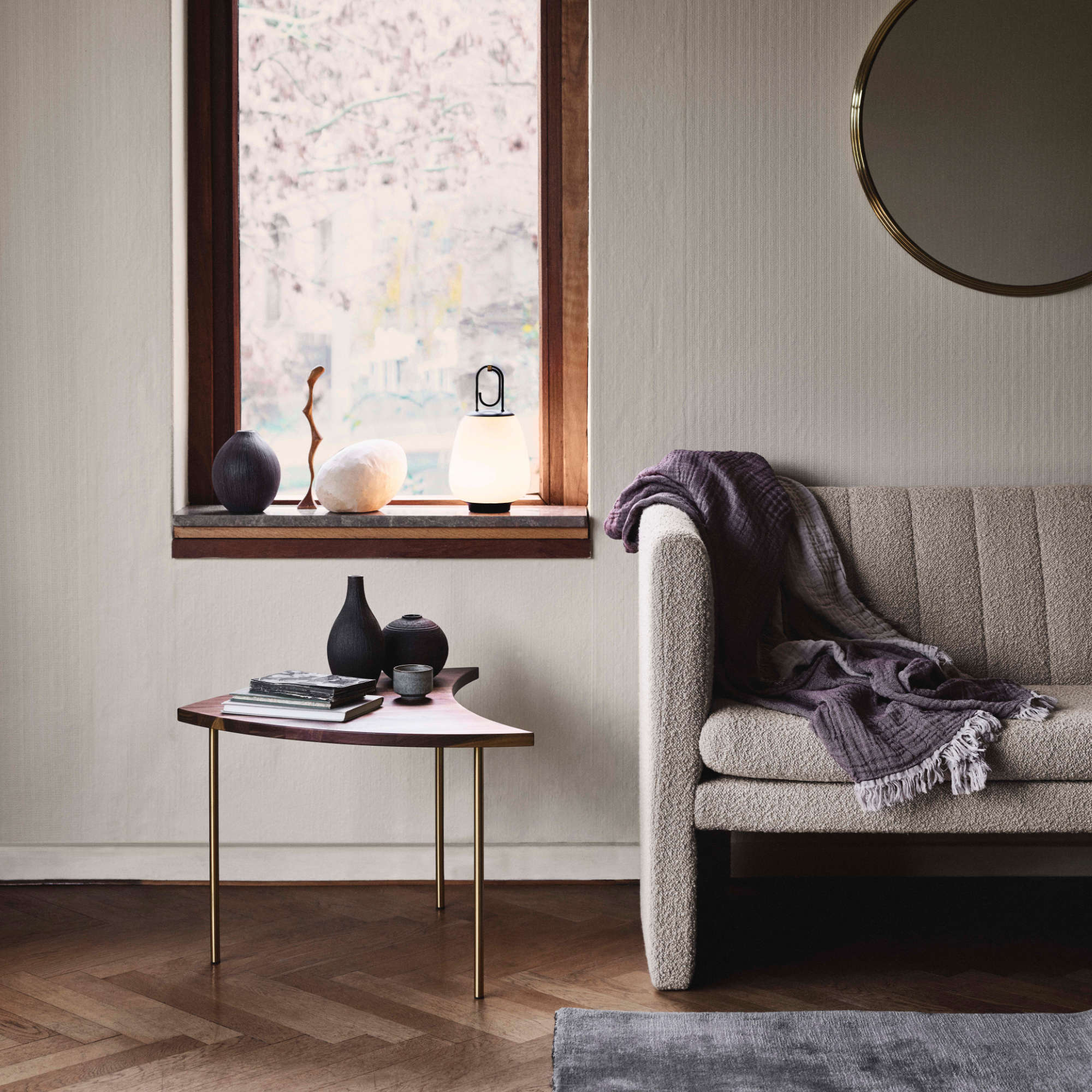 Pinwheel HM7 Side Table - Brass/Oiled Walnut-4