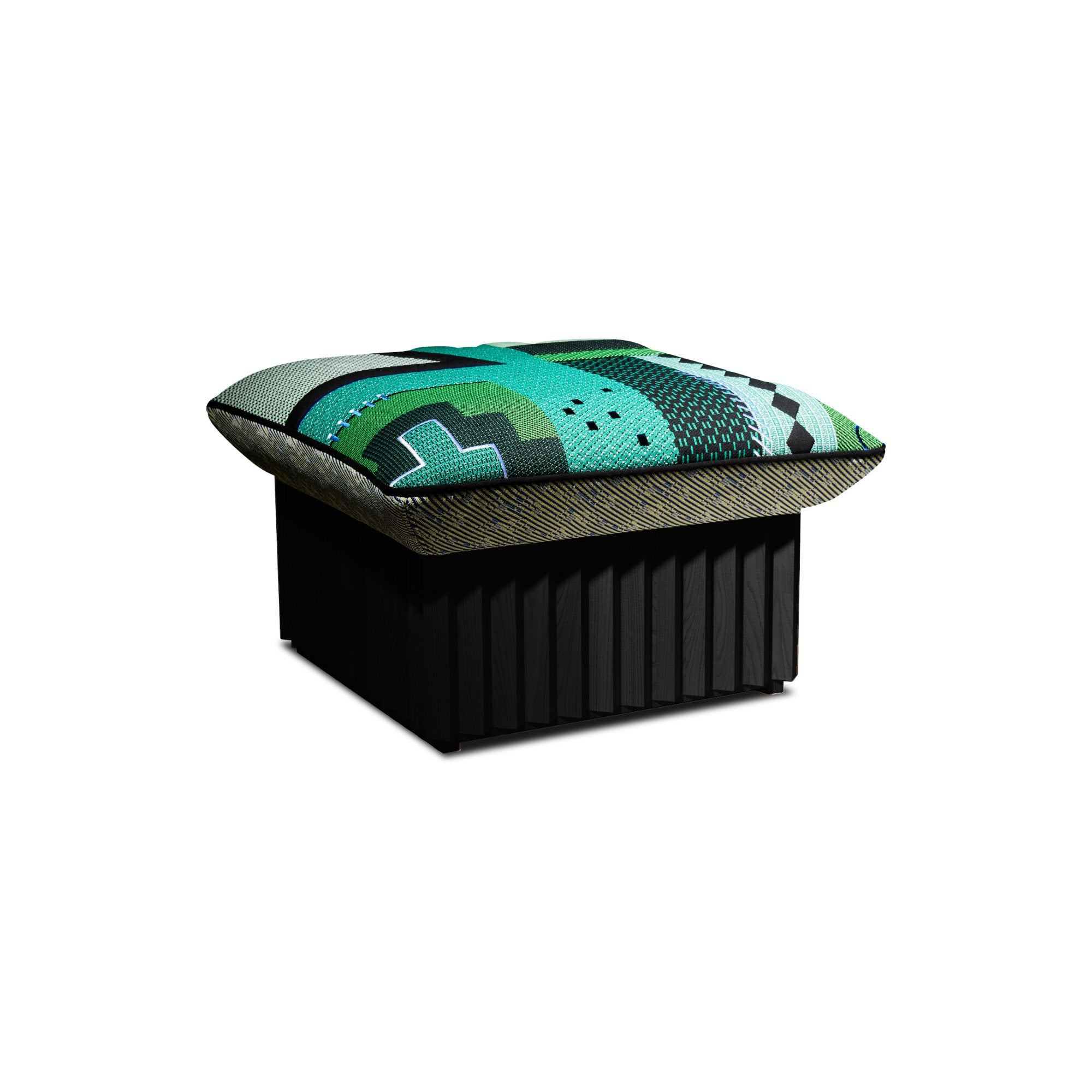 Hopi Ottoman - Black Wood/Green-1