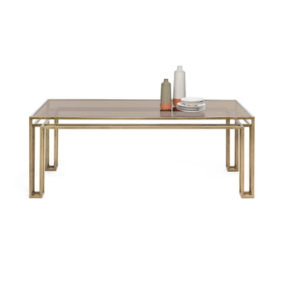 Hotline MHO14240BPF Dining Table - Patinated Bronze/Transparent Bronze Glass