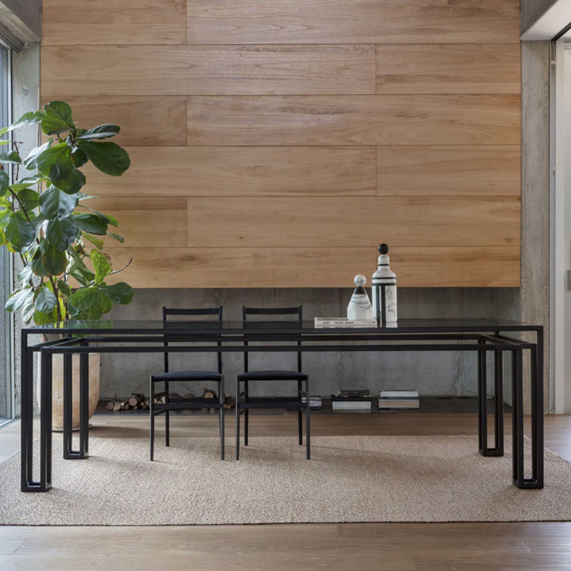 Hotline MHO14240VF Dining Table - RAL 9017/Transparent Black Fume