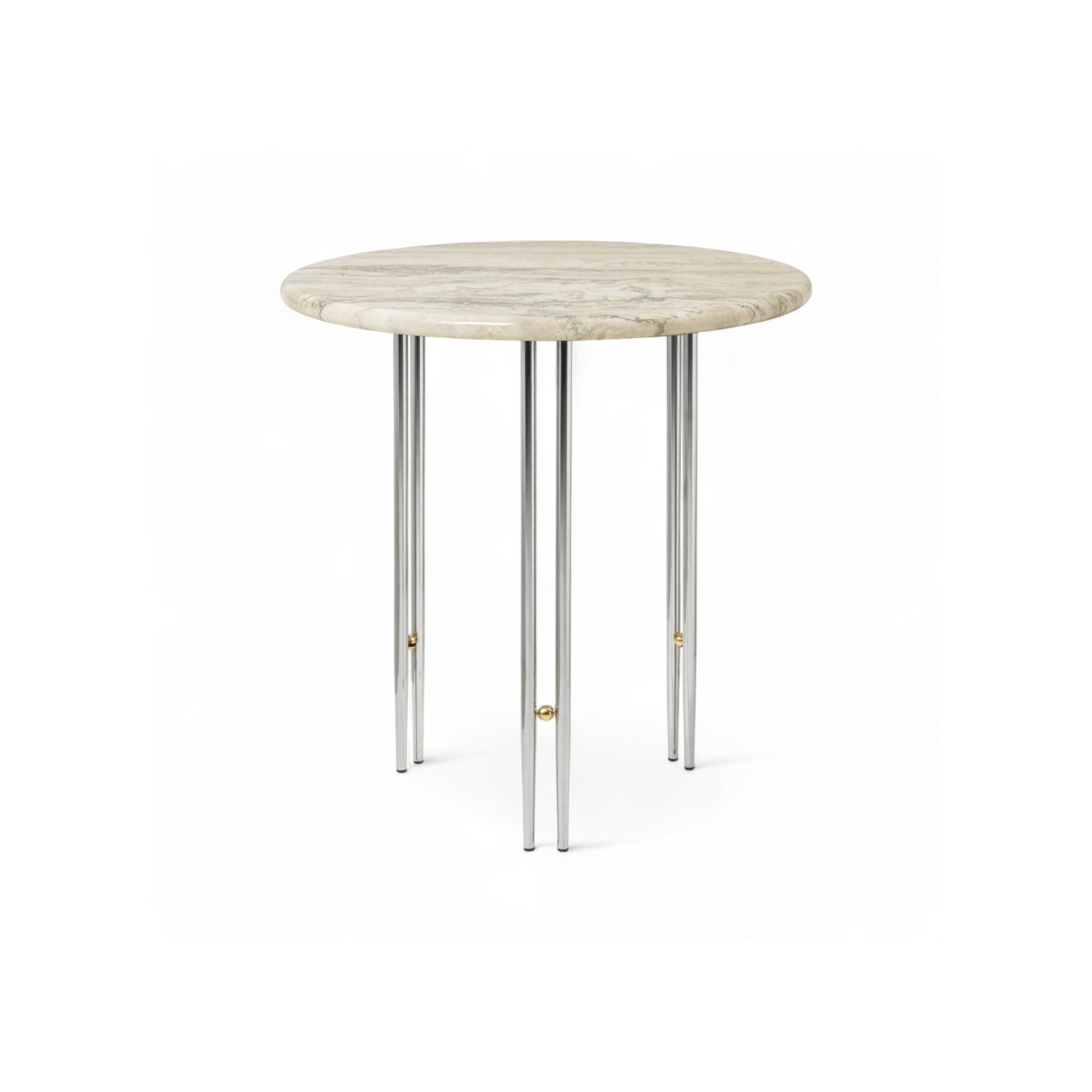 Ioi 10129140 Side Table - Chrome/Brass/Rippled Beige