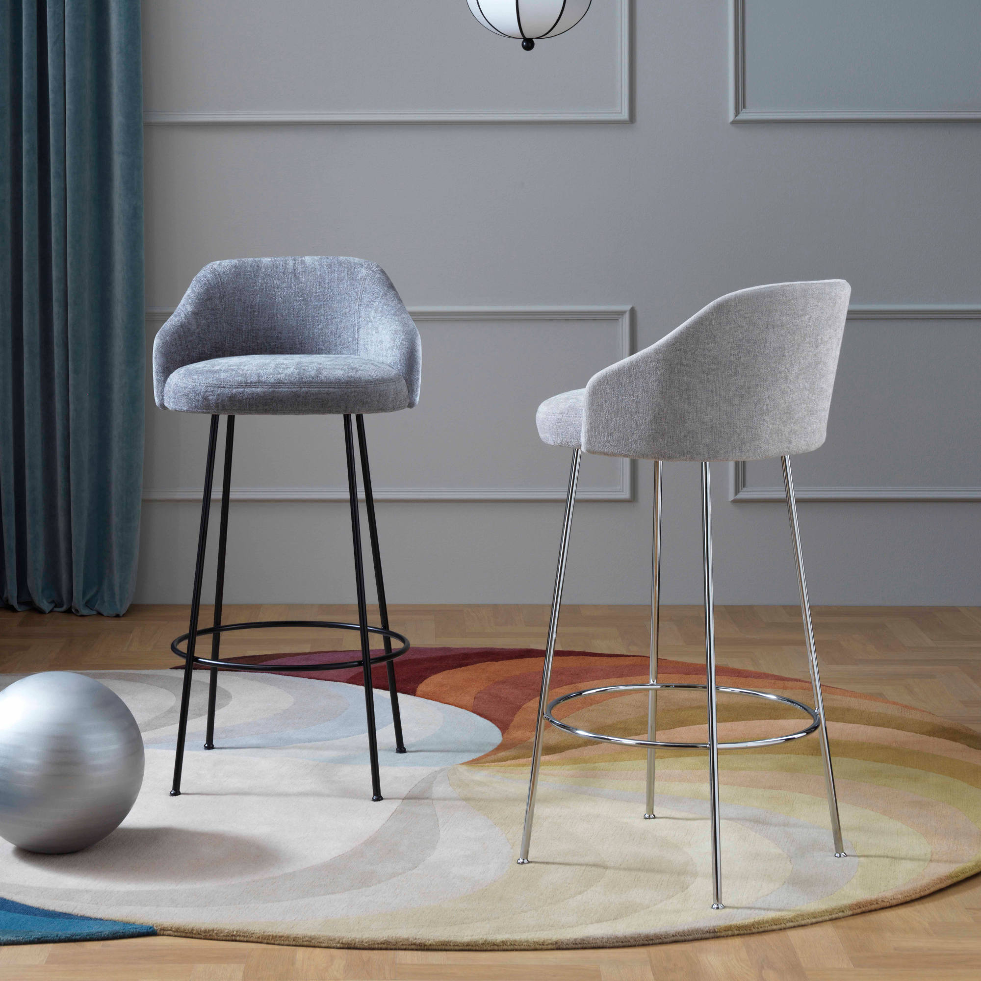 Isabelle 6011 Bar Stool - Matt Black/Fabric C (Clean 05)-2