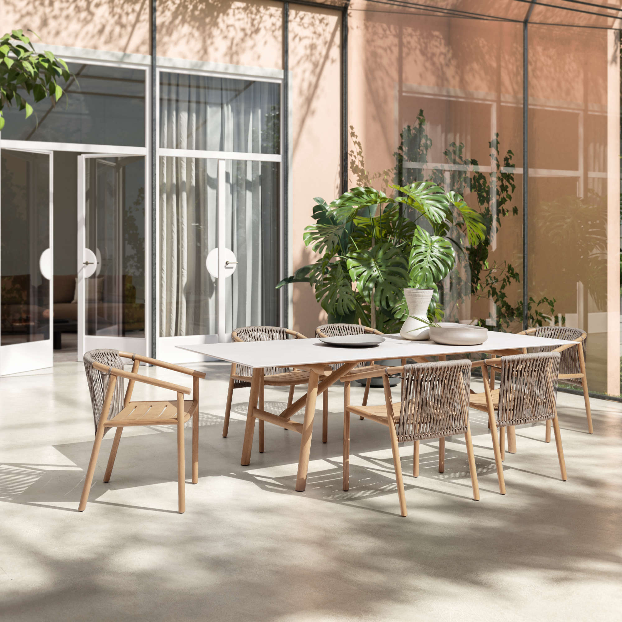 Isamu OJTG02 Outdoor Dining Table - White Lime Gres (MA14)-2