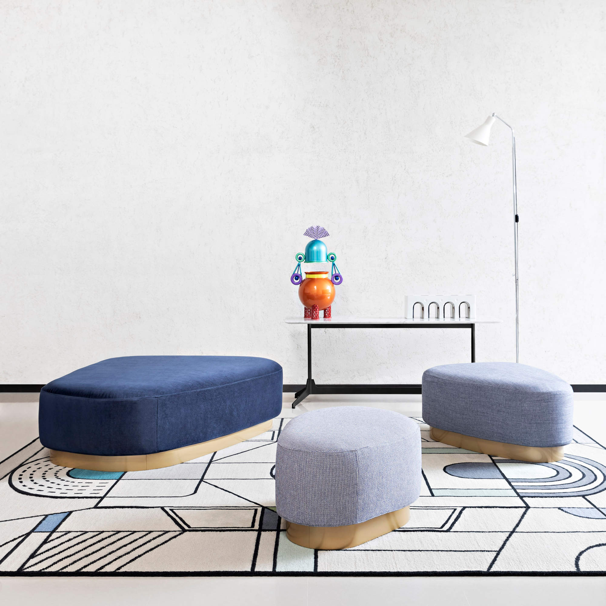 Island 0185 Pouf - Brass/Fabric Special(Capri 44)-2