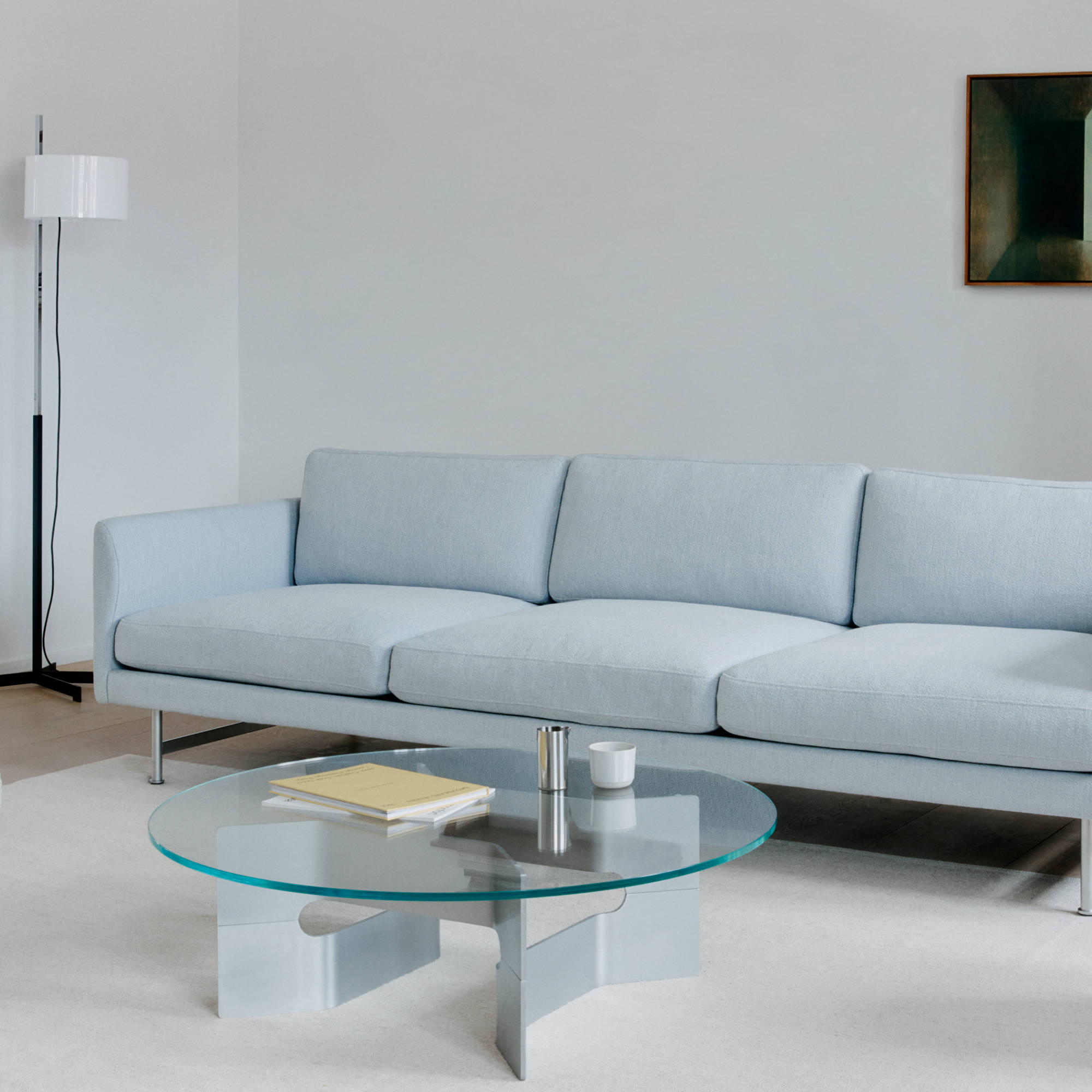 JG 6558 Coffee Table - Brushed Aluminium/Glass-2