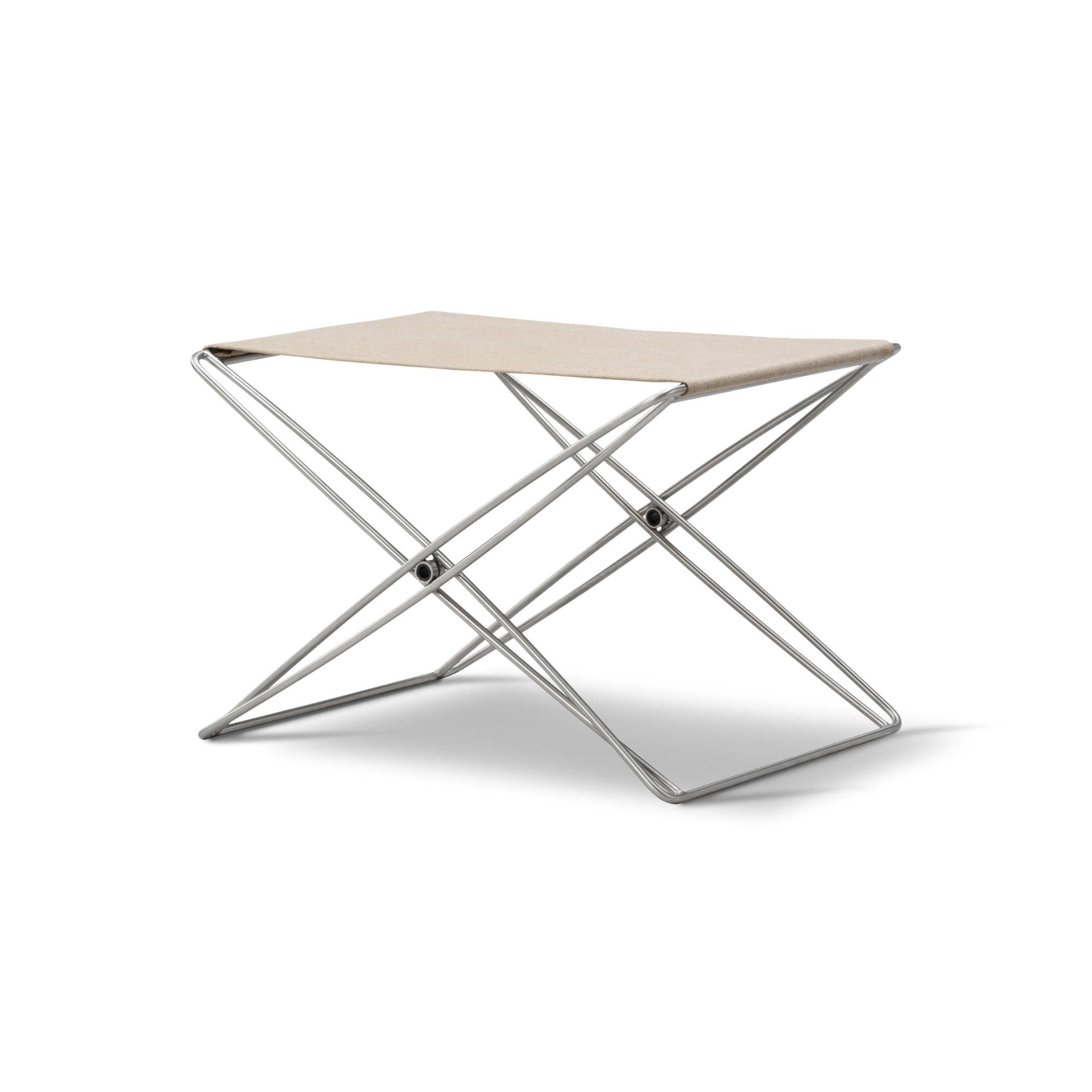 JG 6565 Folding Stool - Stainless Steel/Natural Canvas-3