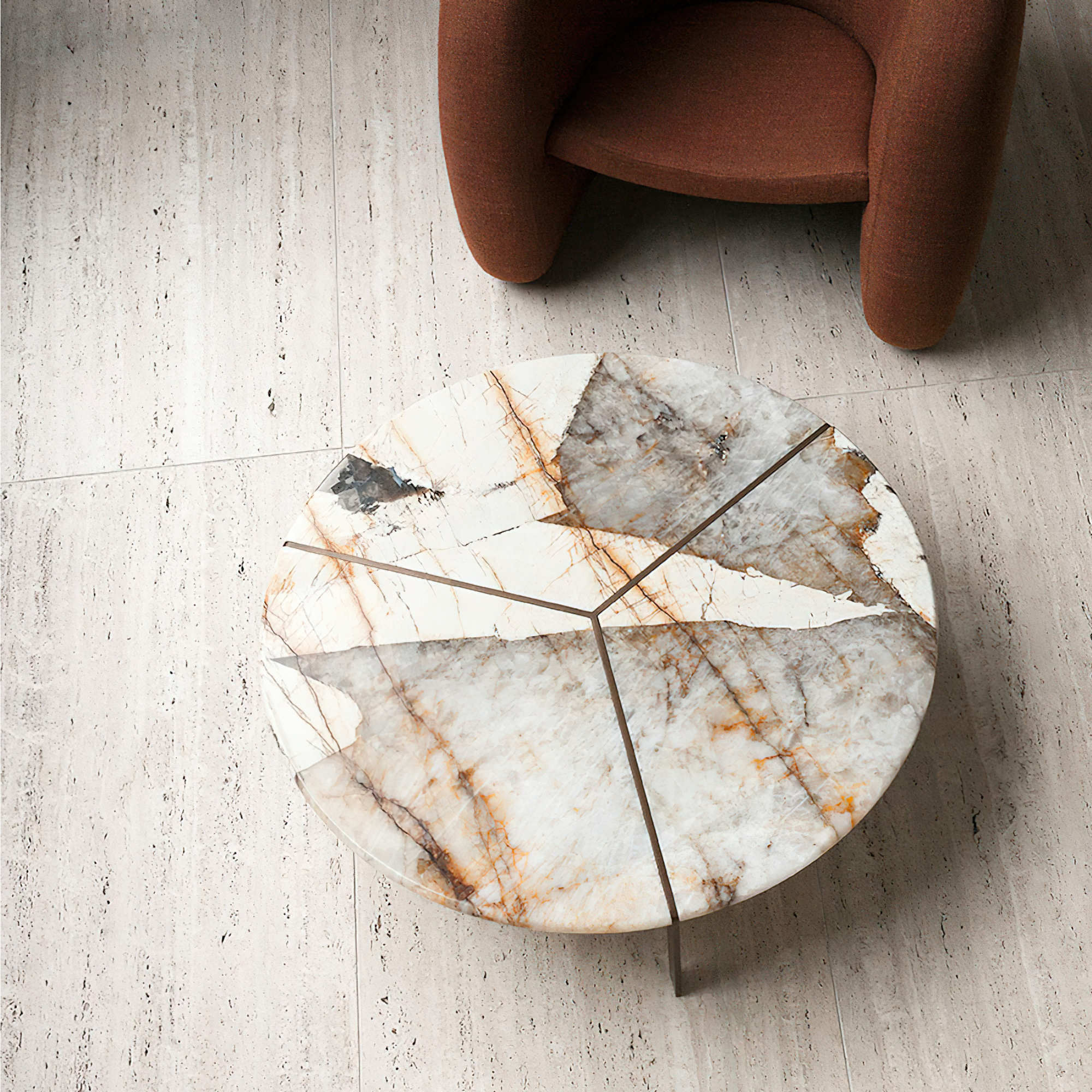 Joaquim 100 Coffee Table - Bronze/Shiny Patagonia Marble