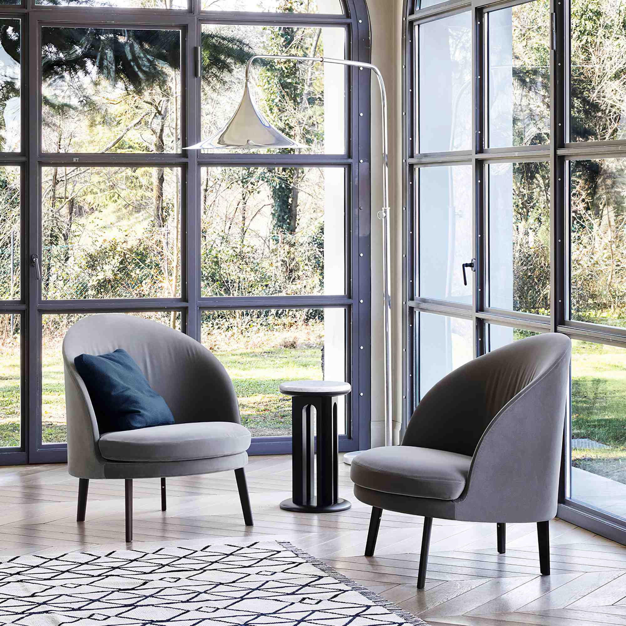 Jules 3116 Armchair - Wenge / Black Metal / Fabric T5 (Divina MD 733)