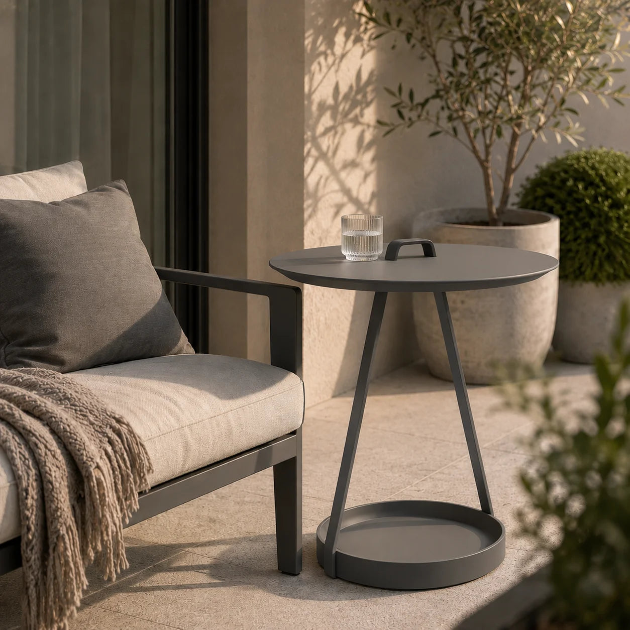 Zoe 55R Side Table - Matt Grey