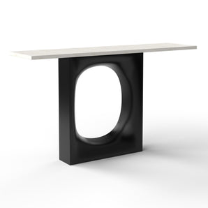 Holo 01HOL55 Console Table - Black Steel/Natural Calcatta Oro Venato