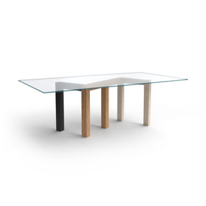 Penrose Dining Table - Natural/Clear Glass