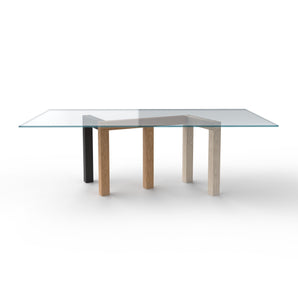 Penrose Dining Table - Natural/Clear Glass