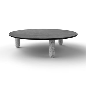Sunday 150 Coffee Table - White Pele De Tigre Marble/Black Stained Wood