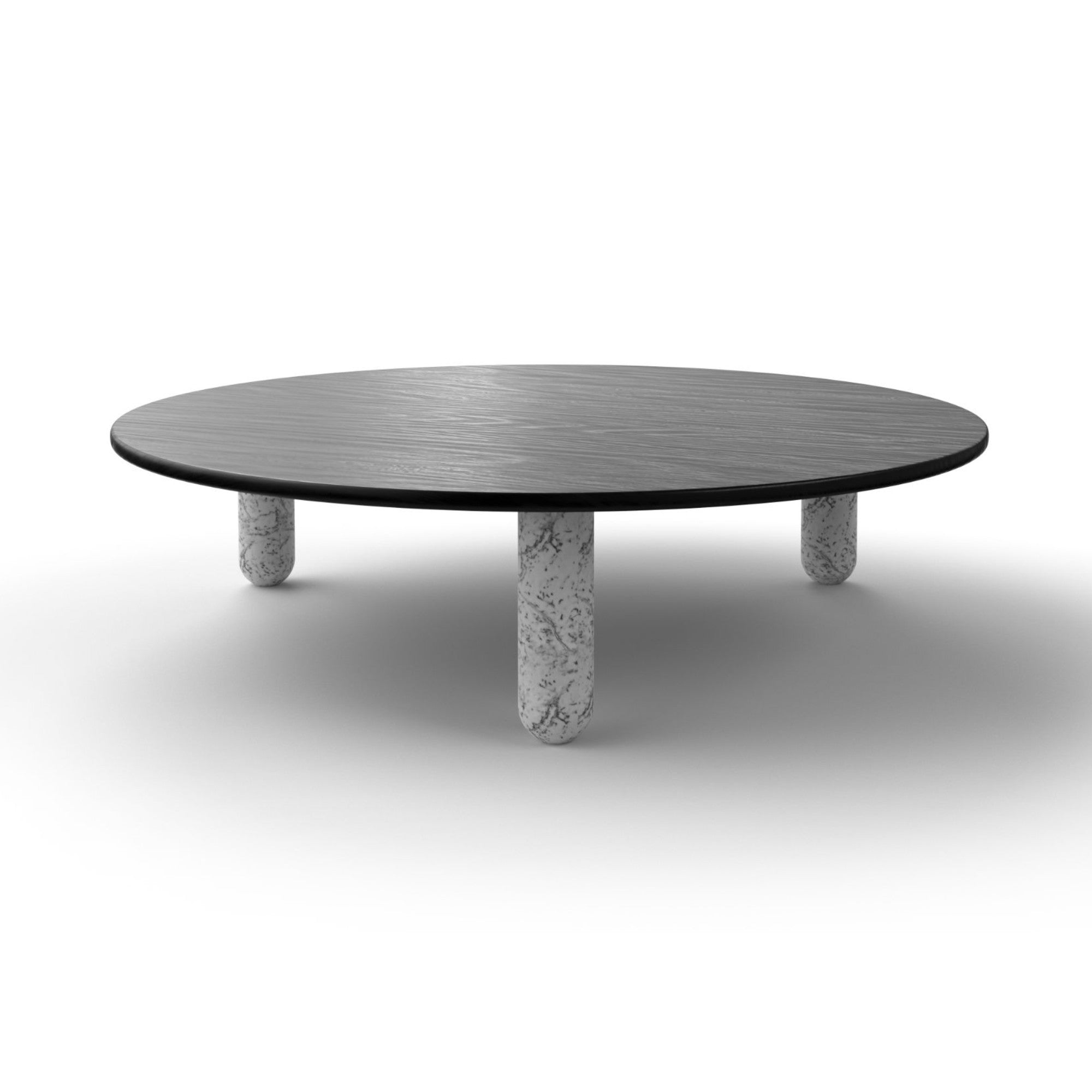 Sunday 150 Coffee Table - White Pele De Tigre Marble/Black Stained Wood-3