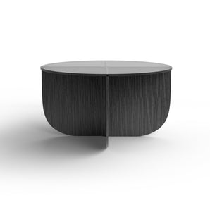 Mil 9096 Coffee Table - Graphite Brushed Oak/Smoked Glass