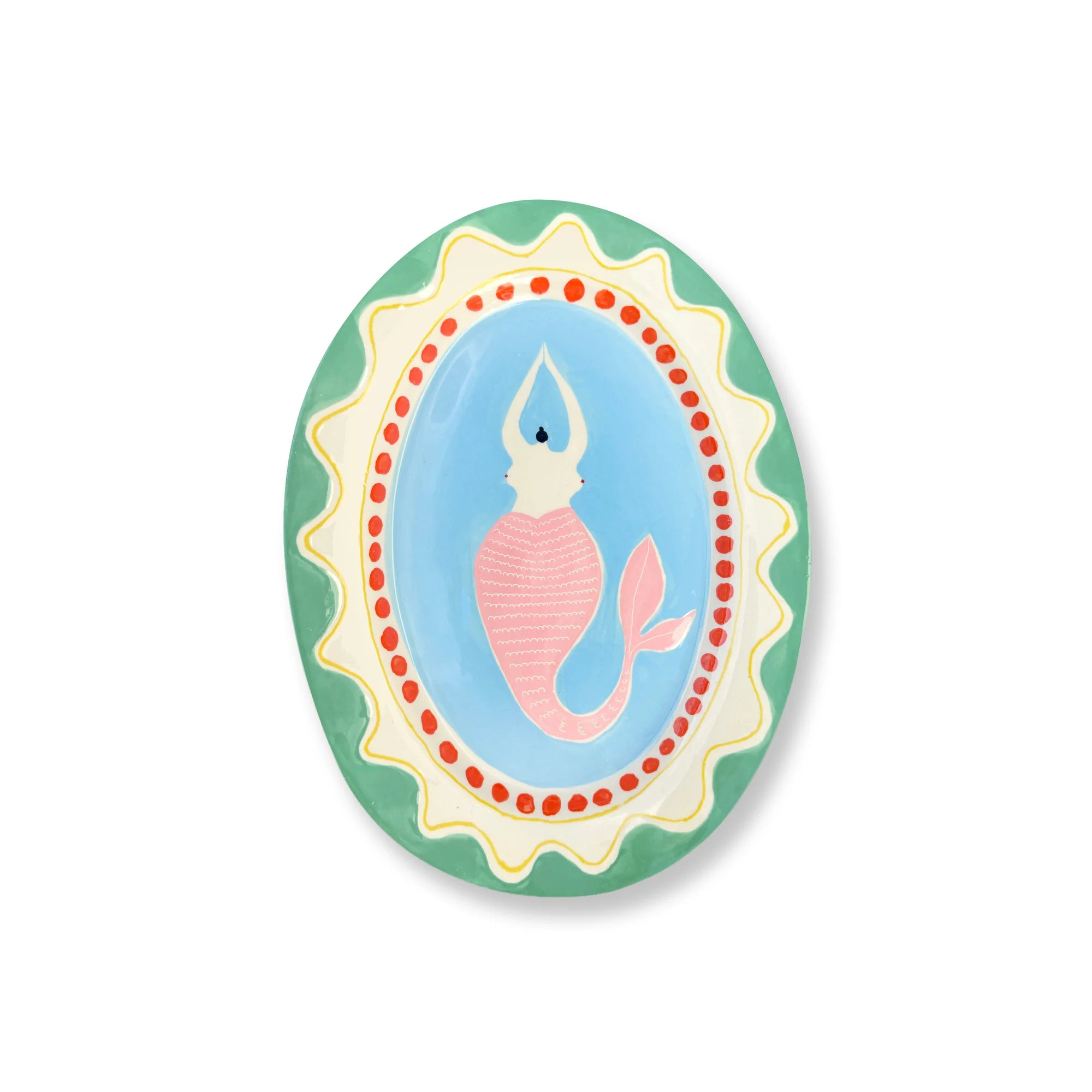 Mermaid Oval Plate - Large/Green-1