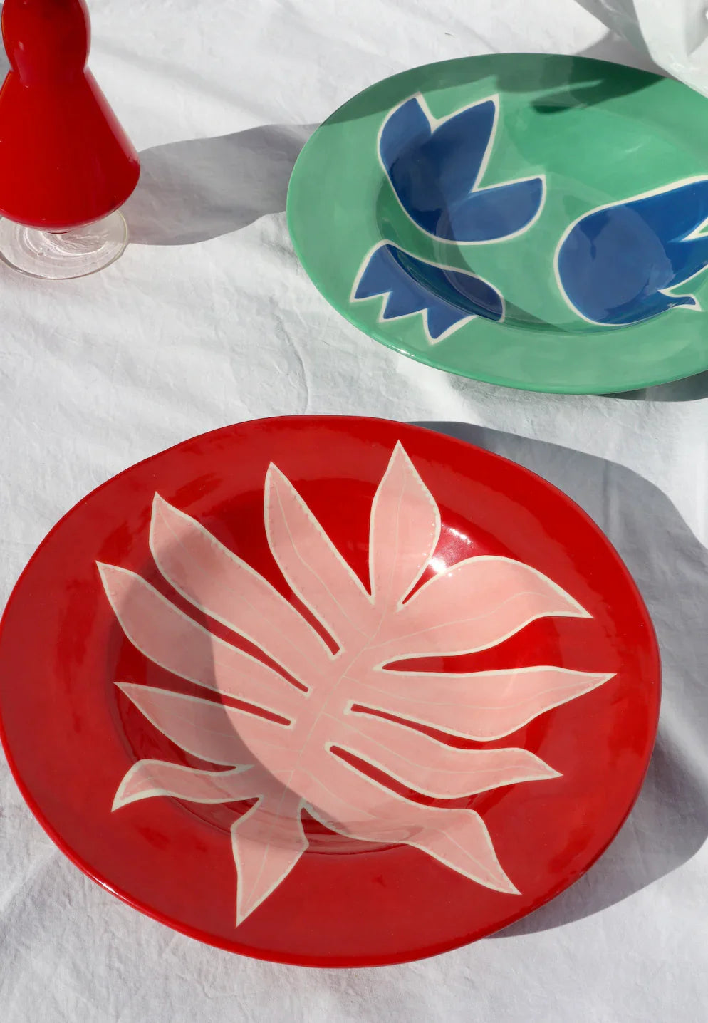 Leaf Dinner Plate - Red and Pink-2