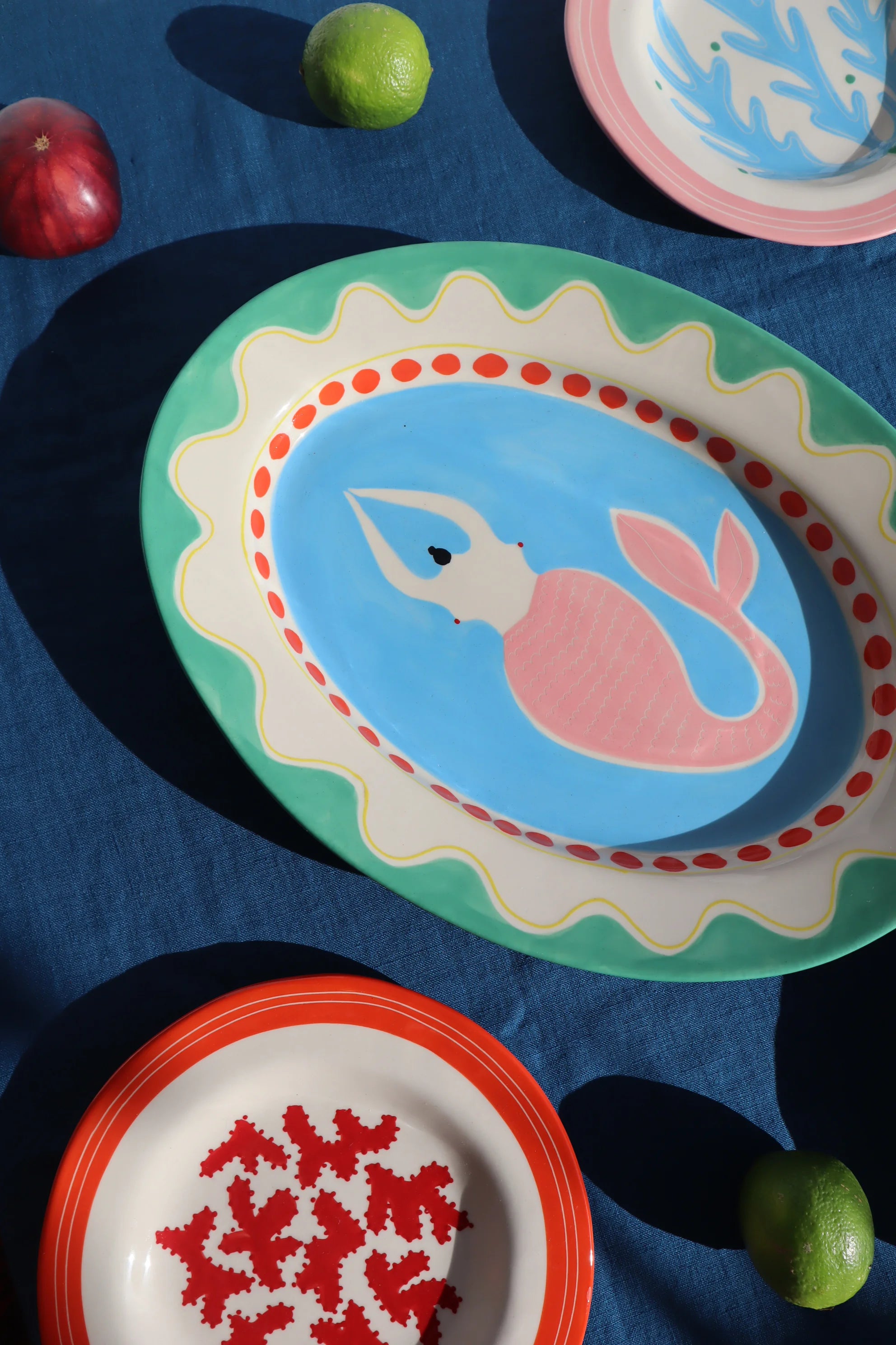 Mermaid Oval Plate - Large/Green-2