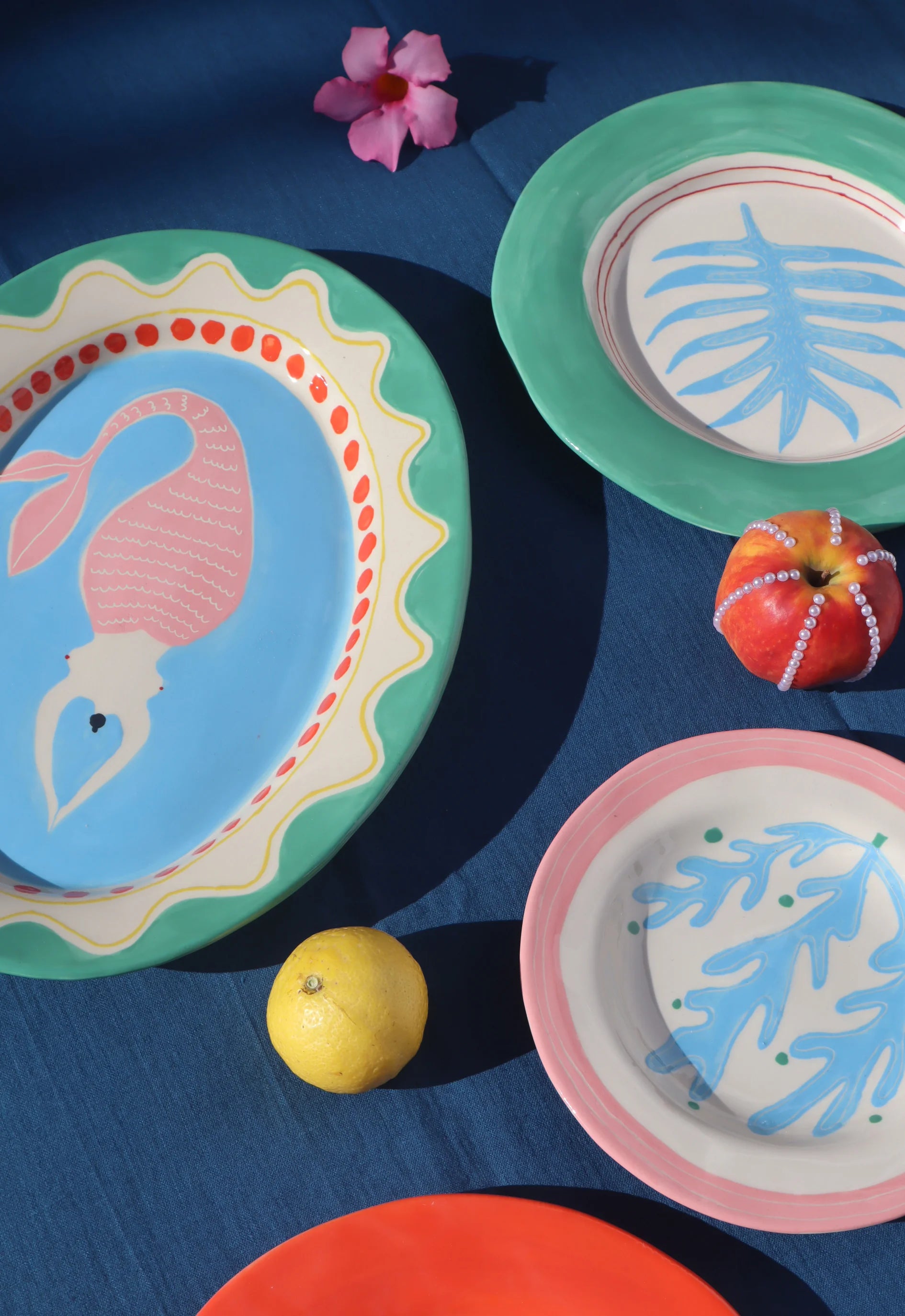 Mermaid Oval Plate - Large/Green-3