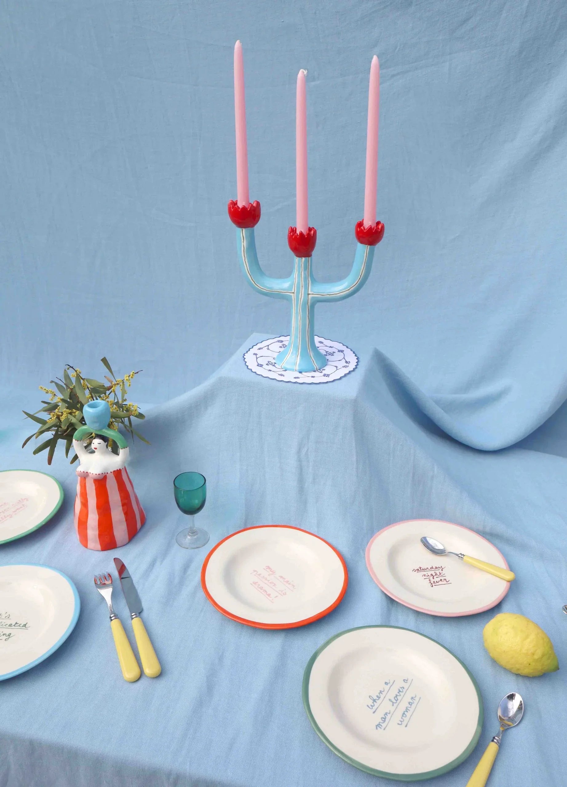 Tulip Candleholder - Turquoise-2