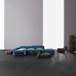 Lapis E019 L-Shaped Sofa - Fabric (Linamore 116)
