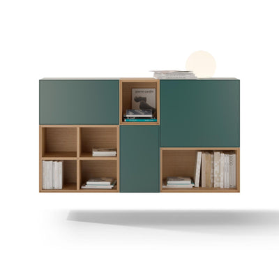 Lauki Sideboard – 160x37x90 / Lacquered (Forest) / Lacquered (Tobacco)