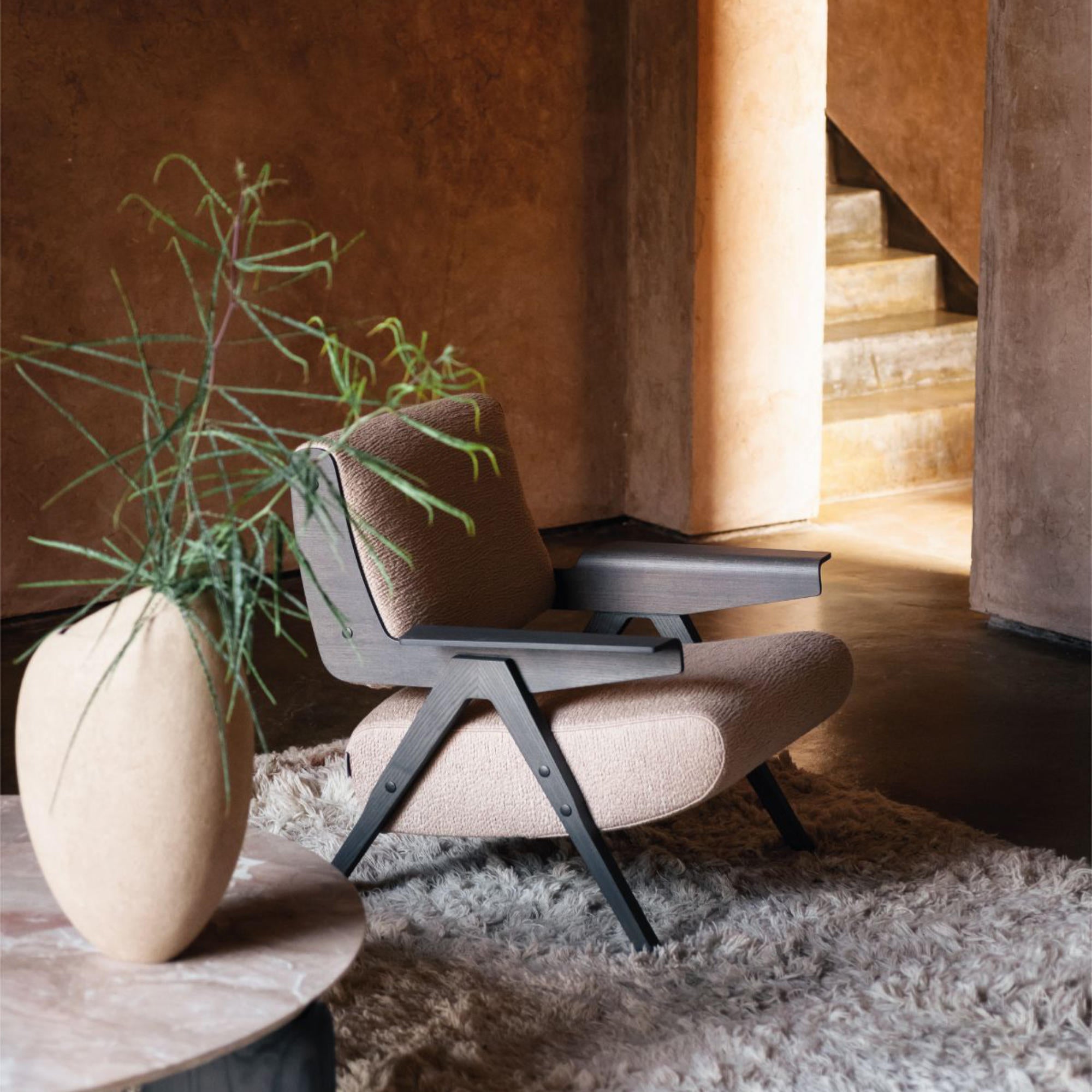 Lina 0LNAPL078 Armchair - Walnut Stained T134/Fabric T (Timon 01)-2