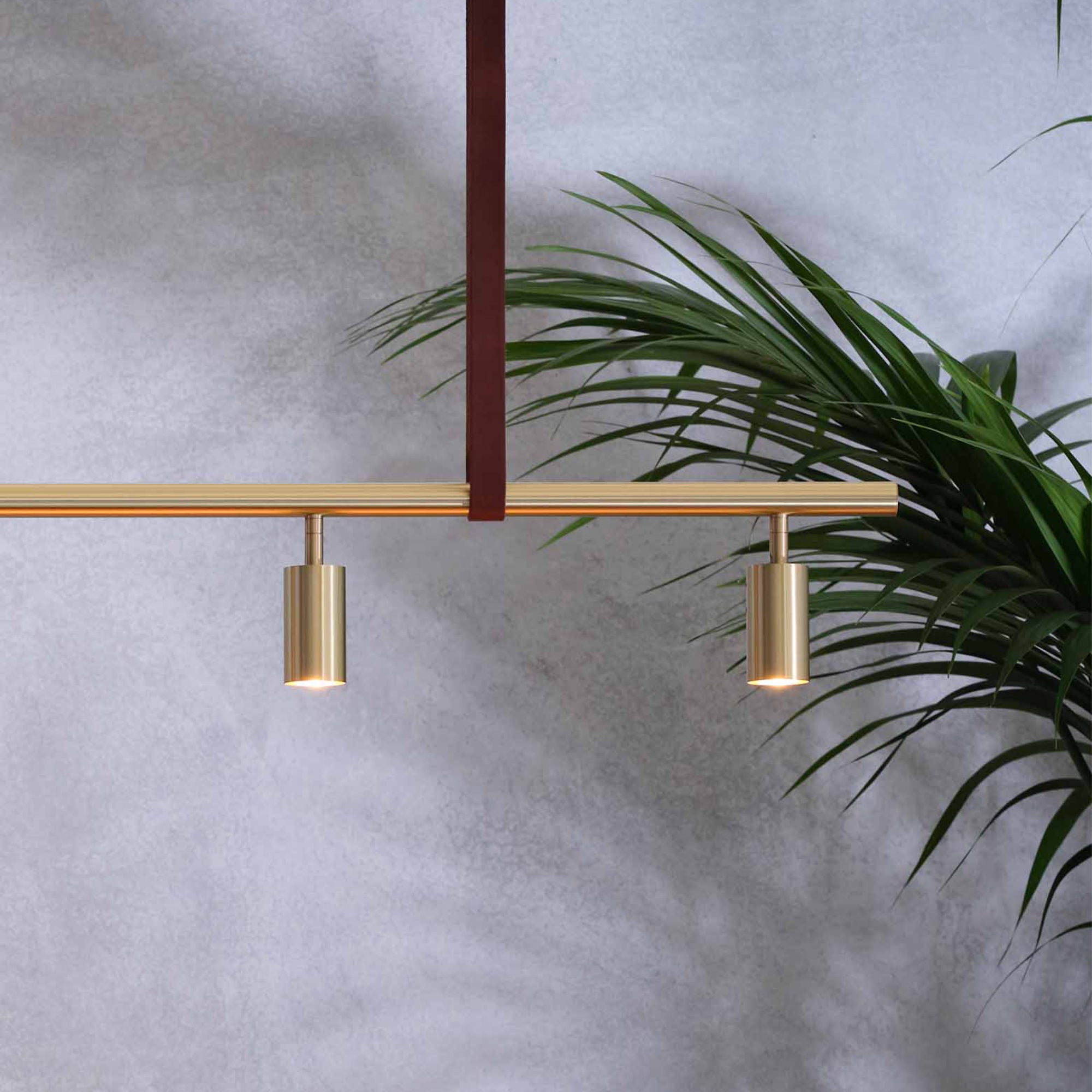 Long John Model 6 Pendant Lamp - White/Brass/Black Leather-6