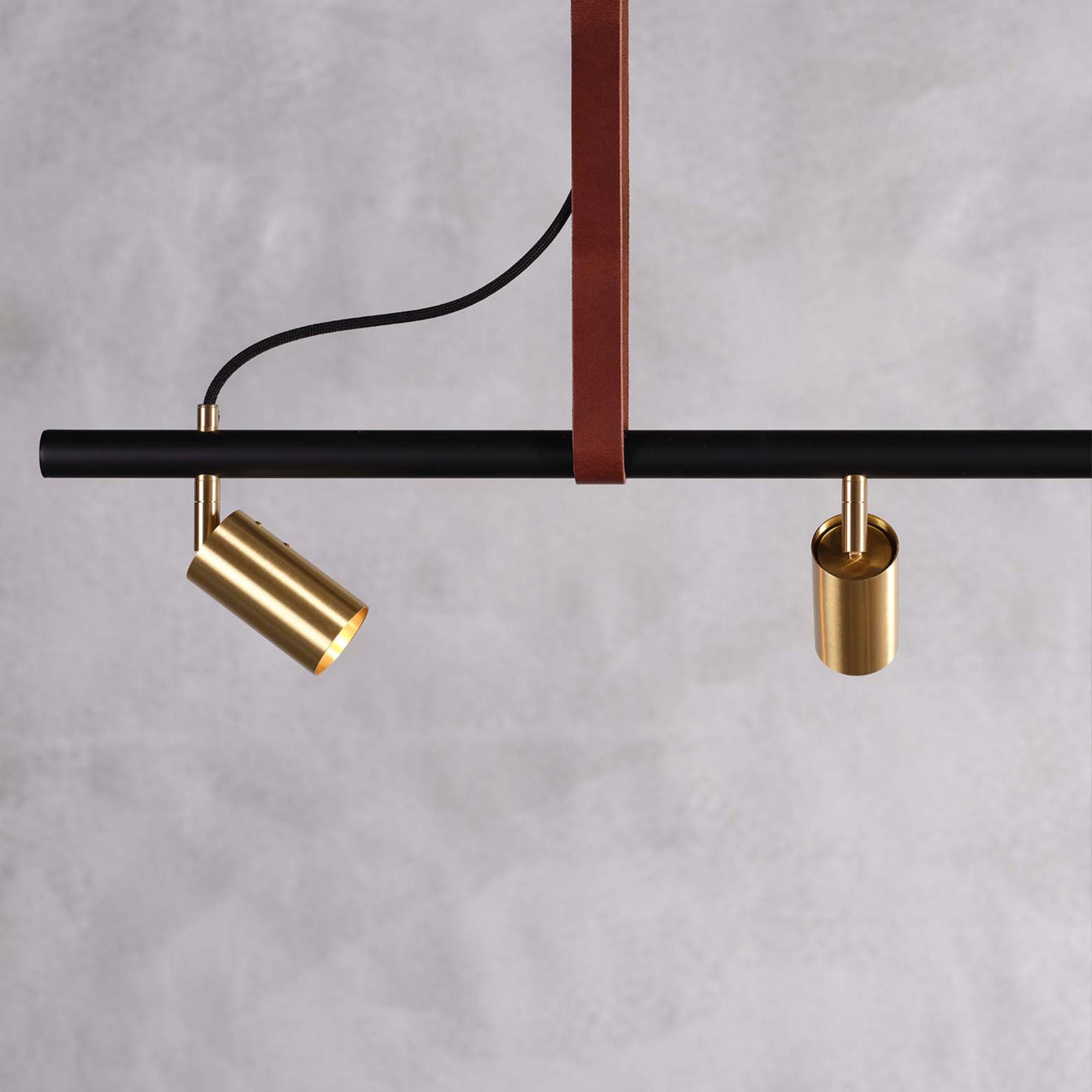 Long John Model 3 Pendant Lamp - Black/Bronze/Brown Leather-6