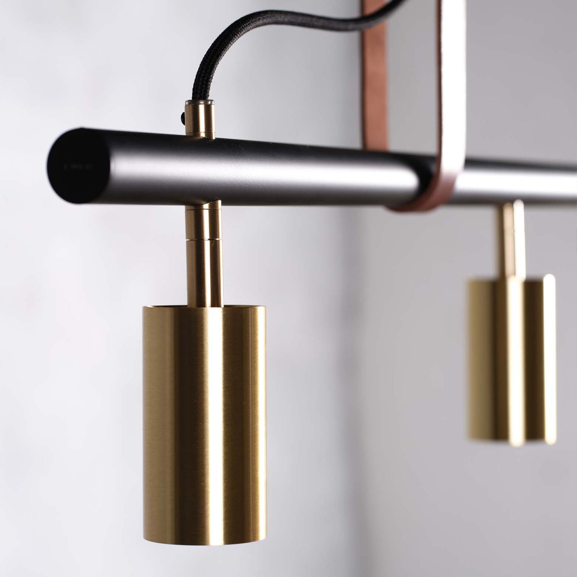 Long John Model 7 Pendant Lamp - White/Brass/Black Leather-7