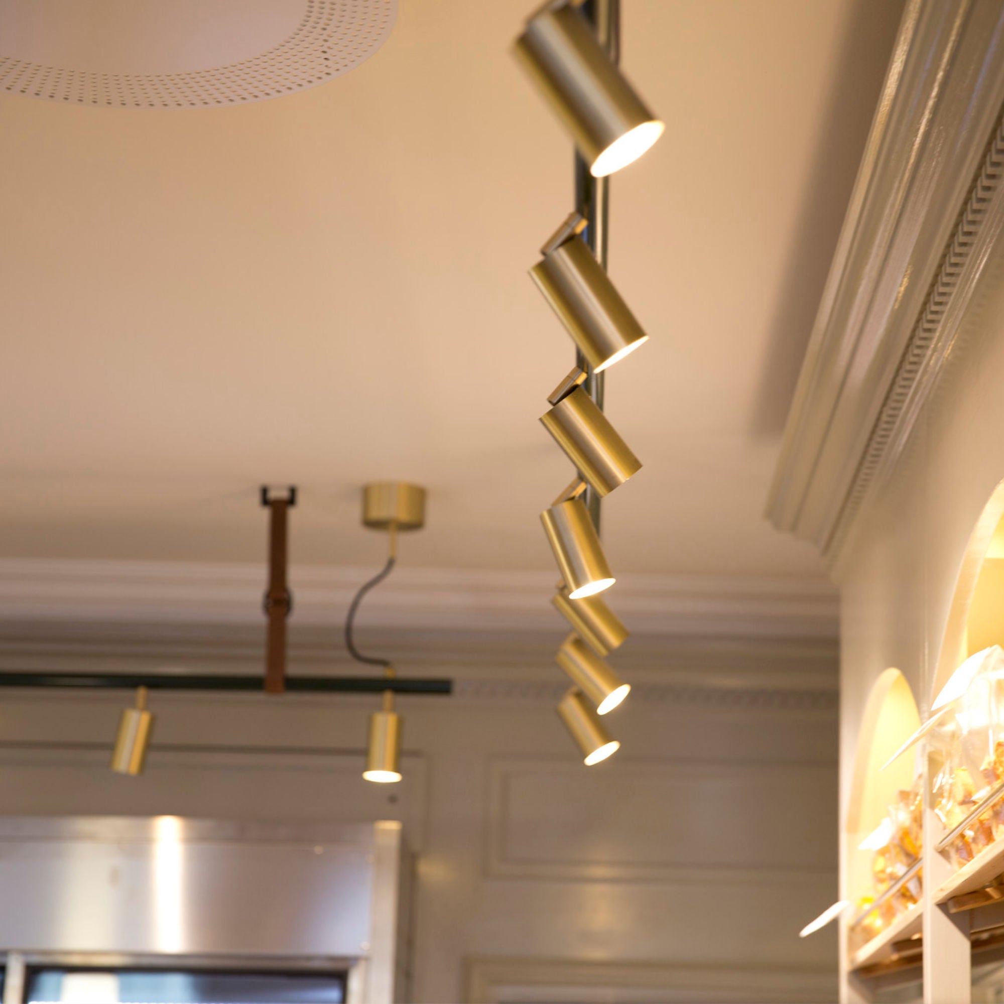 Long John Model 7 Pendant Lamp - White/Steel/Brown Leather-2