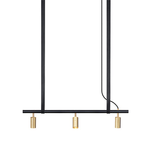 Long John Model 3 Pendant Lamp - Black/Brass/Black Leather