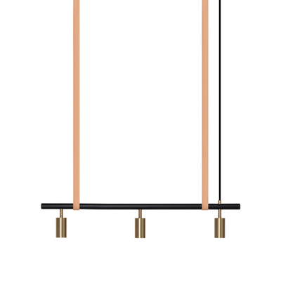 Long John Model 3 Pendant Lamp - Black/Brass/Nature Leather