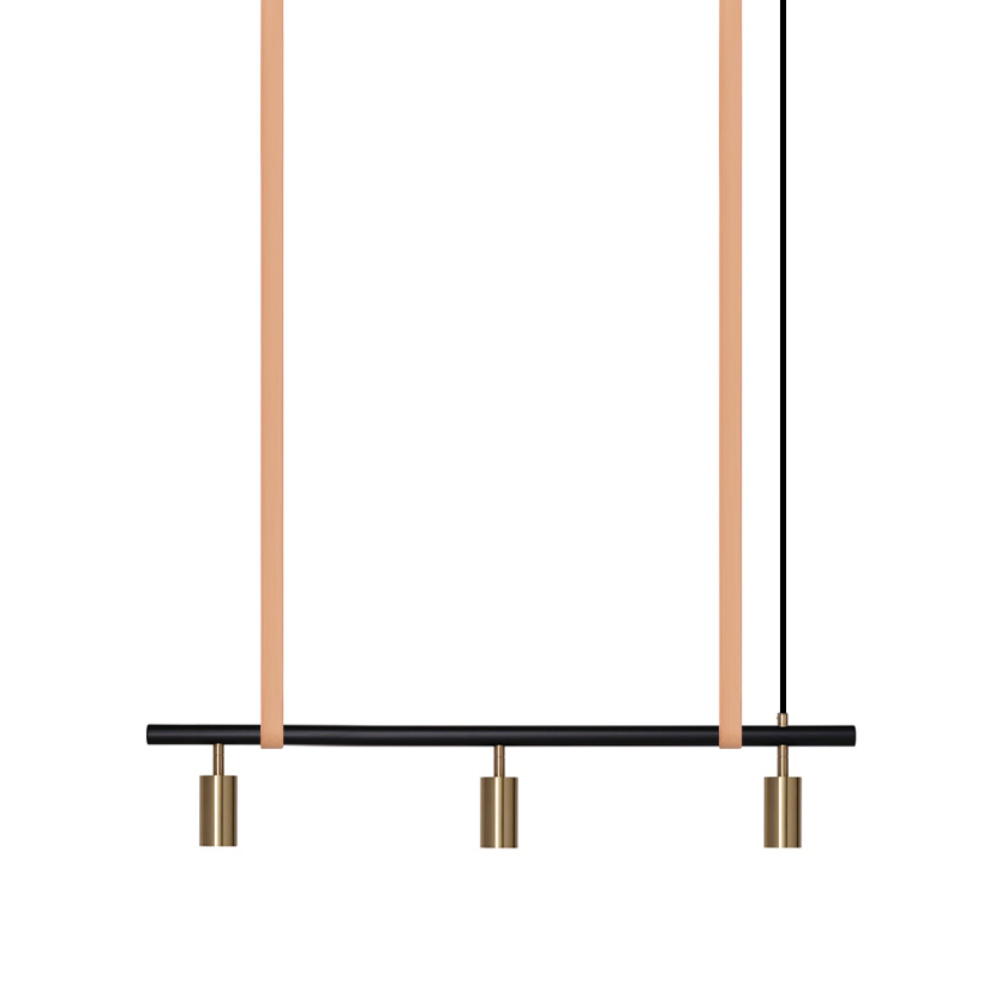 Long John Model 3 Pendant Lamp - Black/Brass/Nature Leather-1