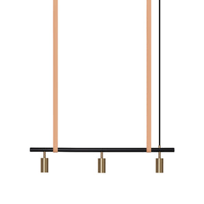 Long John Model 3 Pendant Lamp - Black/Brass/Nature Leather