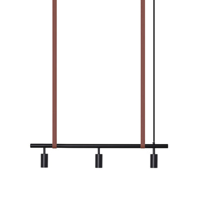 Long John Model 3 Pendant Lamp - Black/Brown Leather