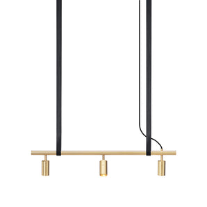 Long John Model 3 Pendant Lamp - Brass/Black Leather