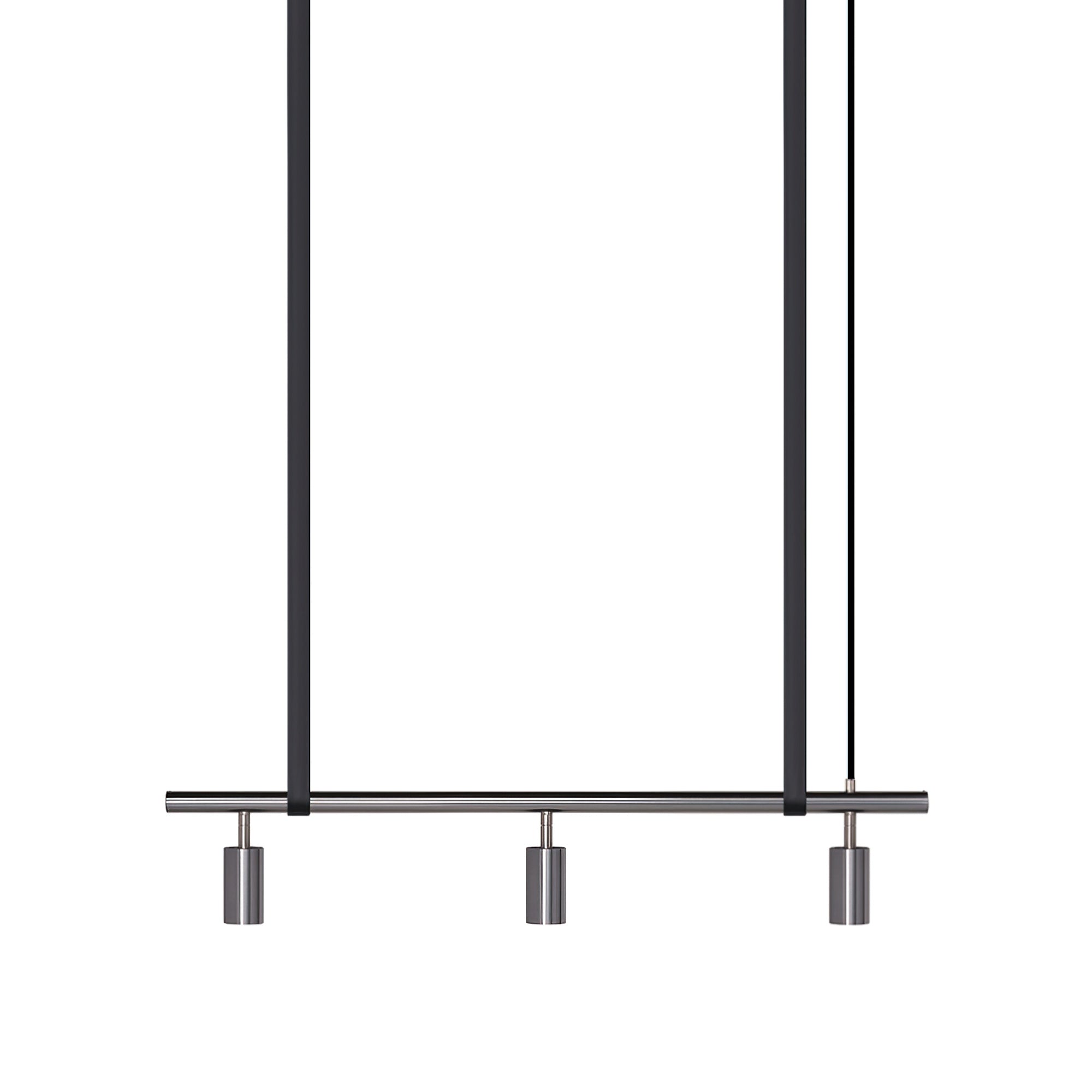 Long John Model 3 Pendant Lamp - Steel/Black Leather