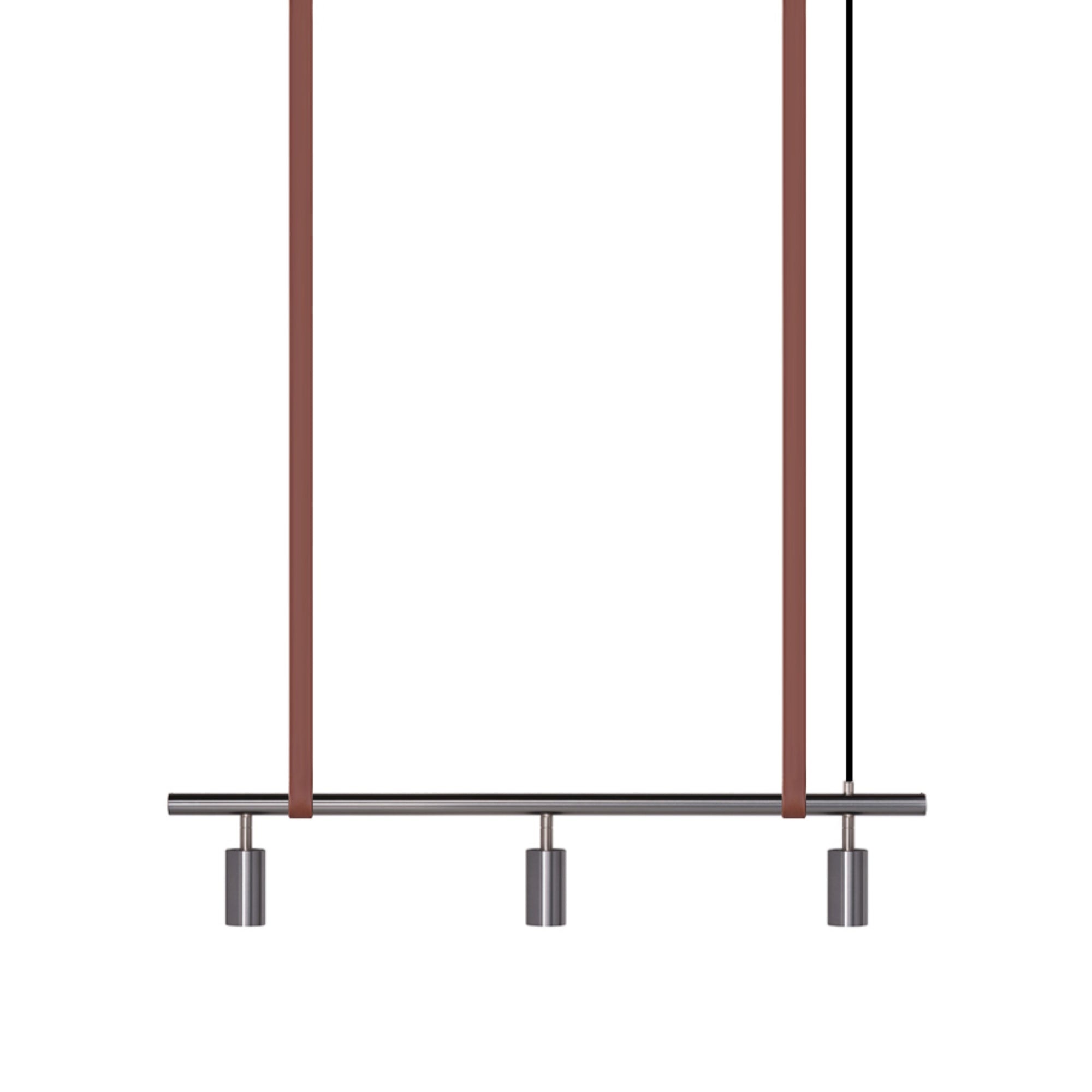 Long John Model 3 Pendant Lamp - Steel/Brown Leather-1