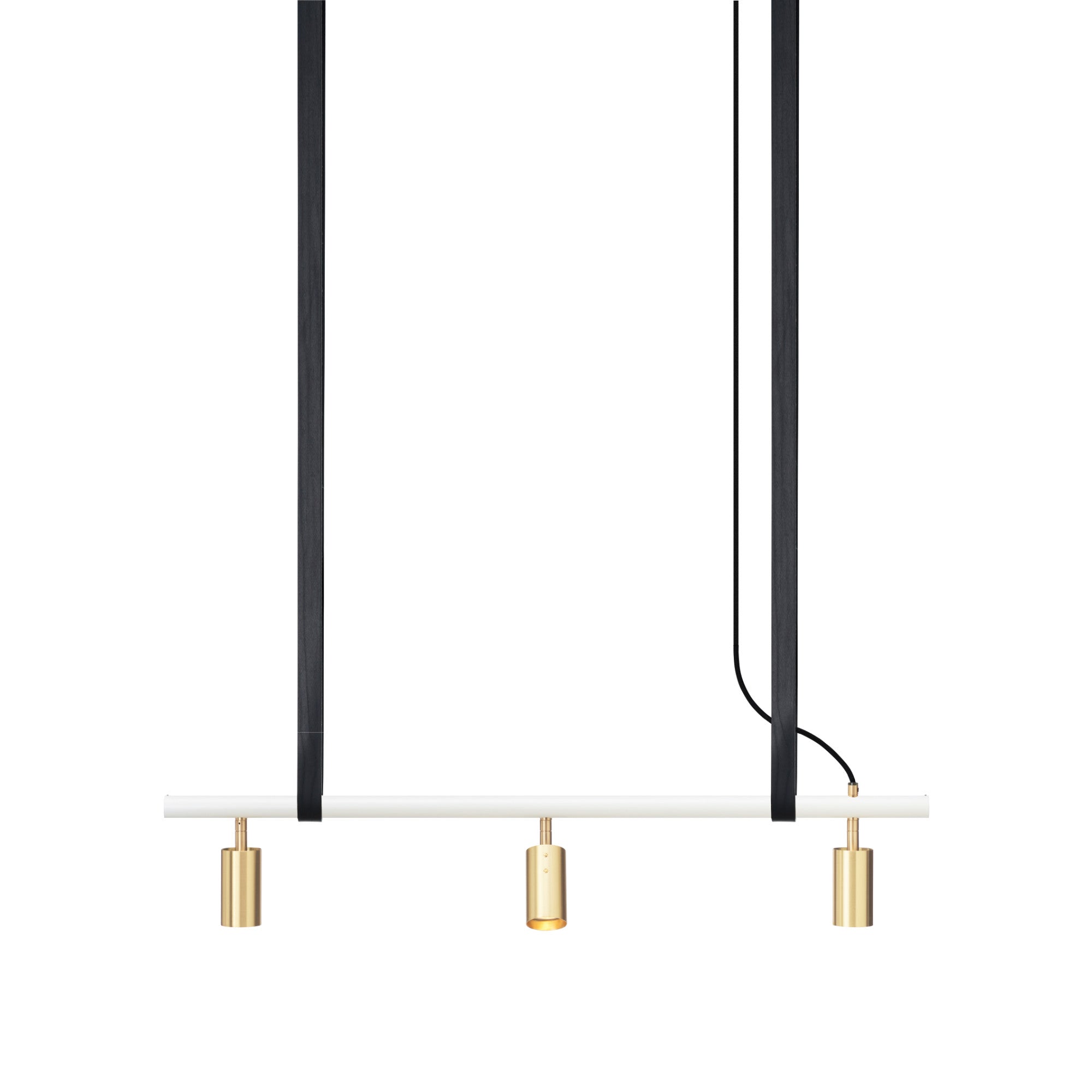 Long John Model 3 Pendant Lamp - White/Brass/Black Leather