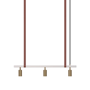 Long John Model 3 Pendant Lamp - White/Brass/Brown Leather