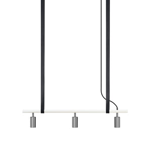 Long John Model 3 Pendant Lamp - White/Steel/Black Leather