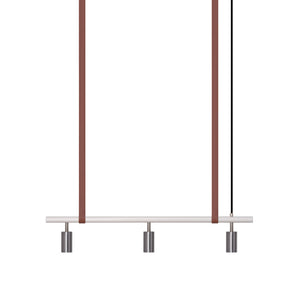 Long John Model 3 Pendant Lamp - White/Steel/Brown Leather