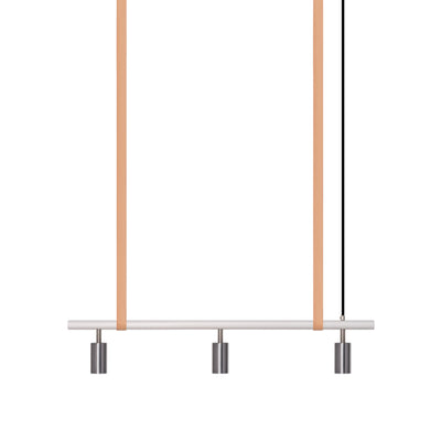Long John Model 3 Pendant Lamp - White/Steel/Nature Leather
