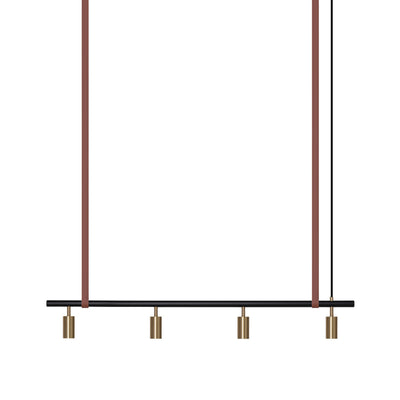 Long John Model 4 Pendant Lamp - Black/Brass/Brown Leather