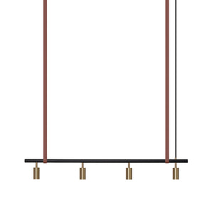 Long John Model 4 Pendant Lamp - Black/Brass/Brown Leather