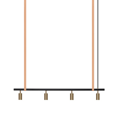 Long John Model 4 Pendant Lamp - Black/Brass/Nature Leather