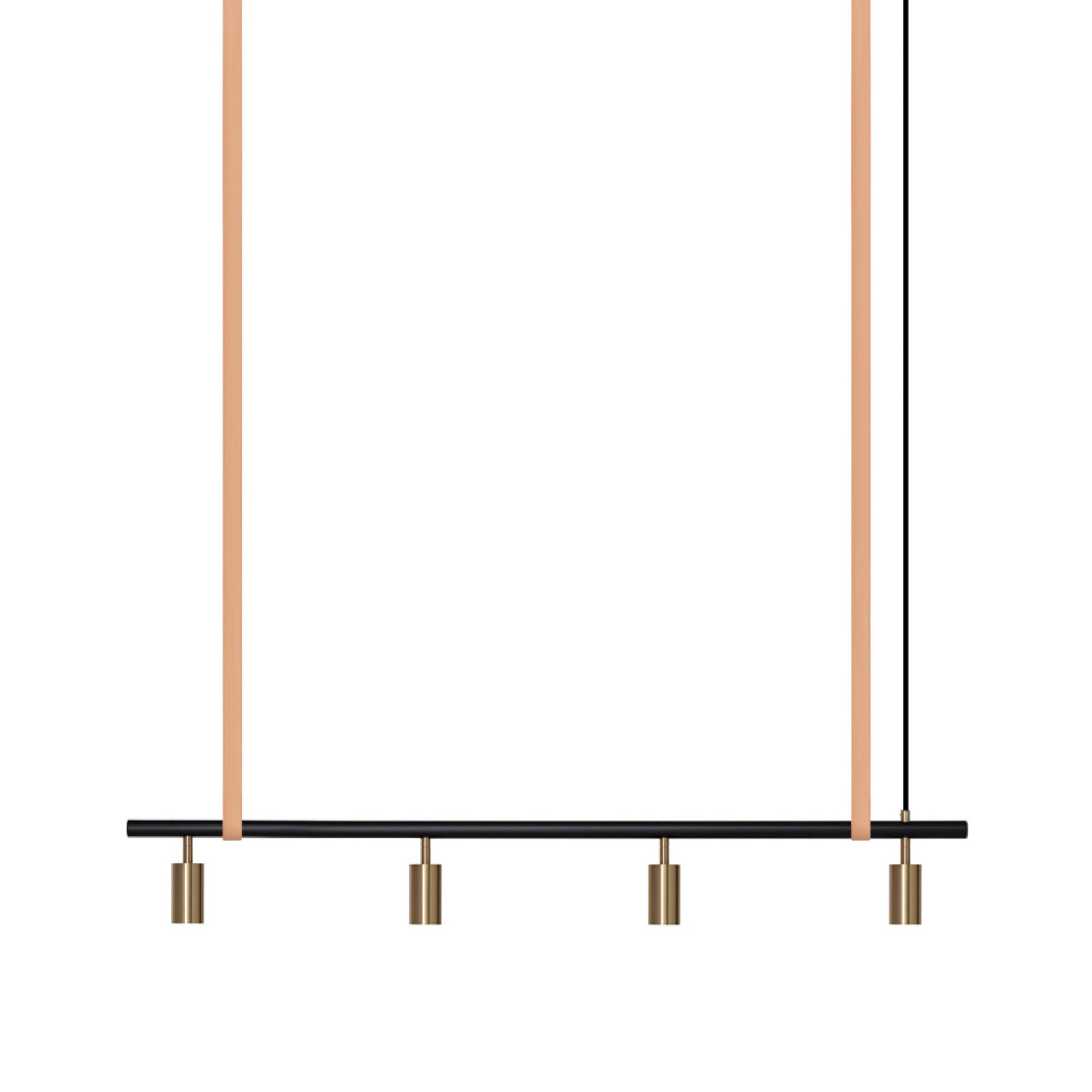 Long John Model 4 Pendant Lamp - Black/Brass/Nature Leather