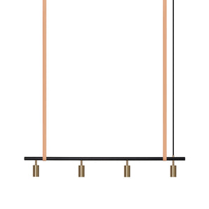 Long John Model 4 Pendant Lamp - Black/Brass/Nature Leather